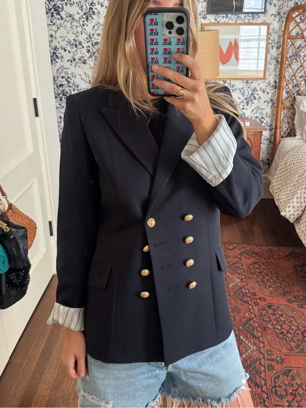 Zadig & Voltaire Navy Double-Breasted Blazer with Gold Buttons